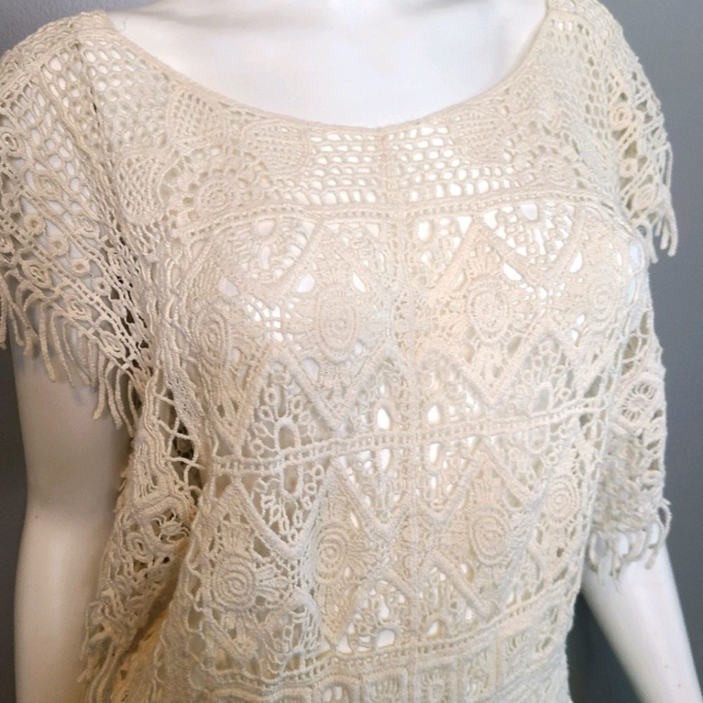 Cream Boho Crochet Top size Small - Picture 9 of 12